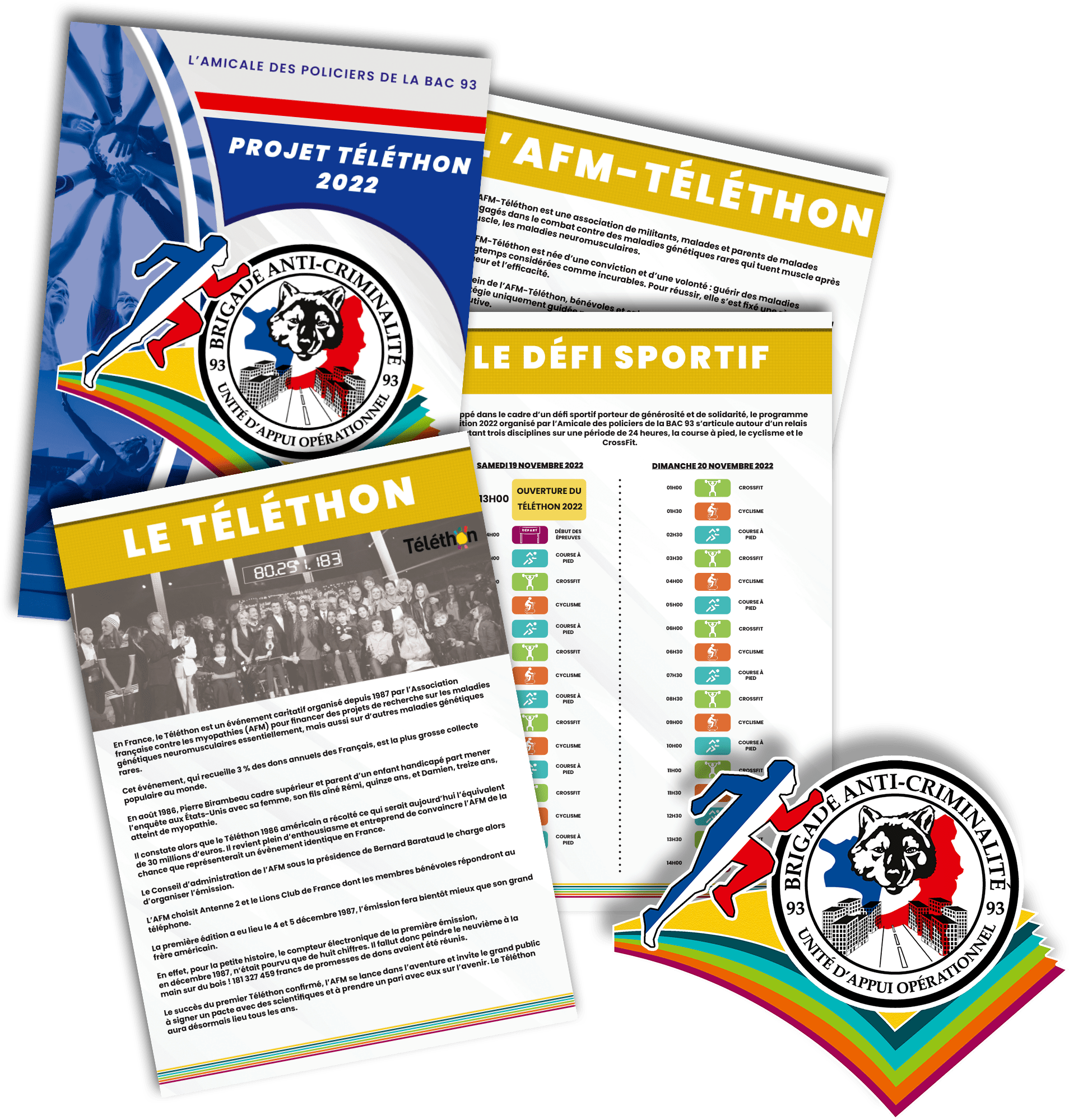 Cosmographics – Dossier Téléthon 2022 AFM Seine-Saint-Denis, affiches et flyers bénévolat