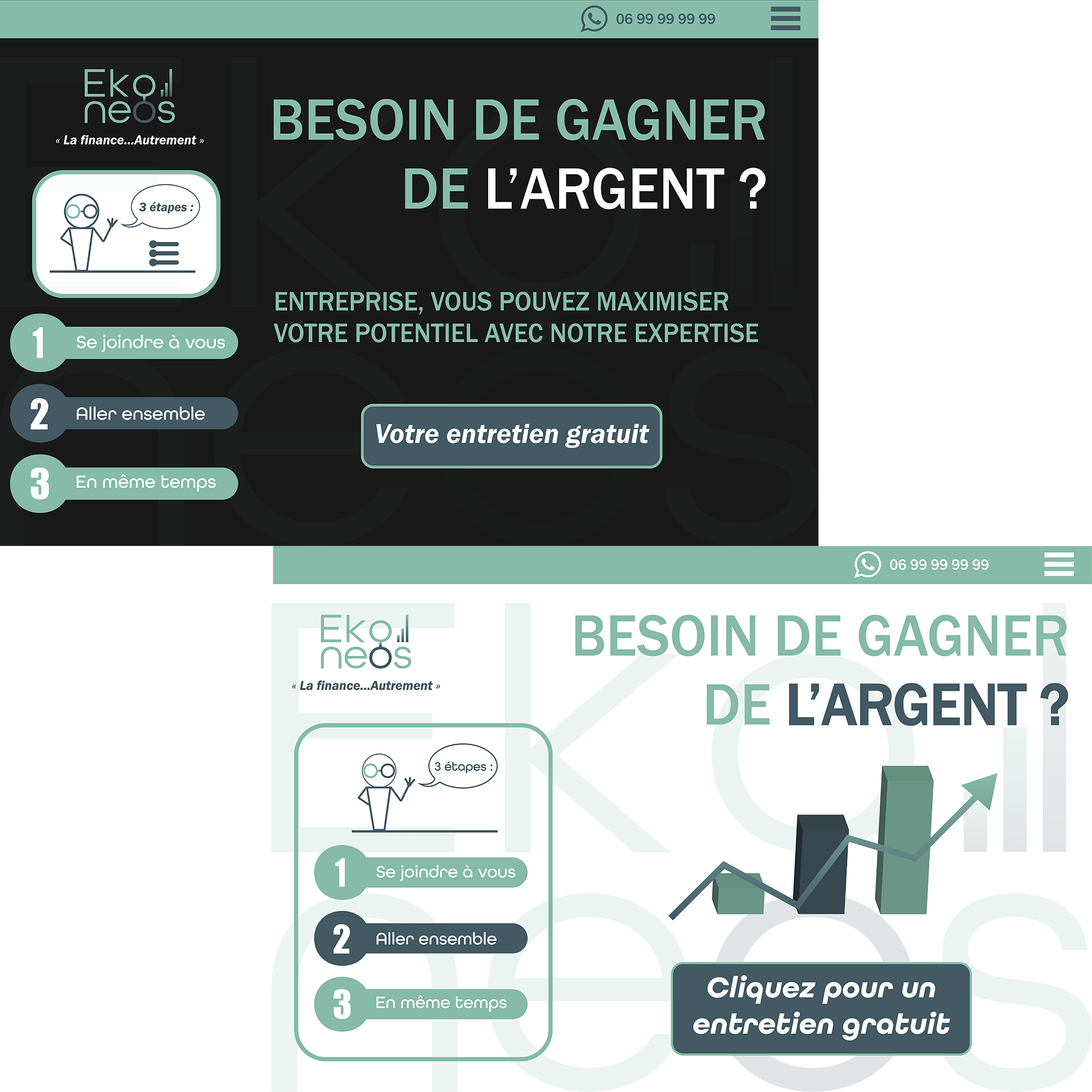 Cosmographics – Design landing page Ekoneos, interface moderne et conversion optimisée