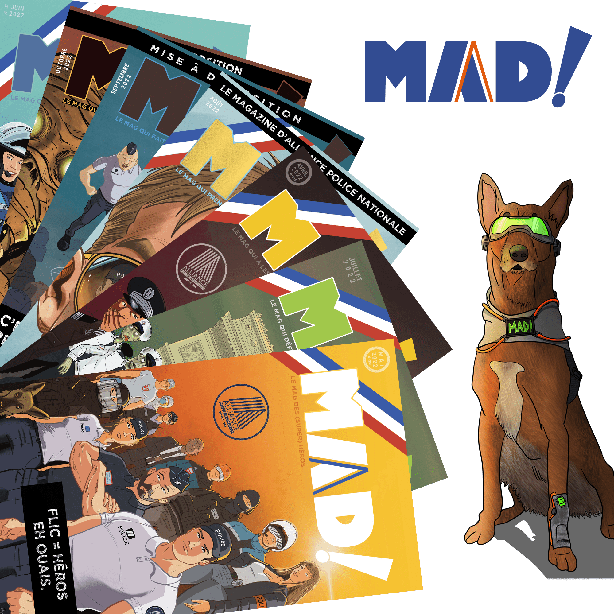 Cosmographics – Couvertures magazine MAD! Alliance Police Nationale, direction artistique éditoriale