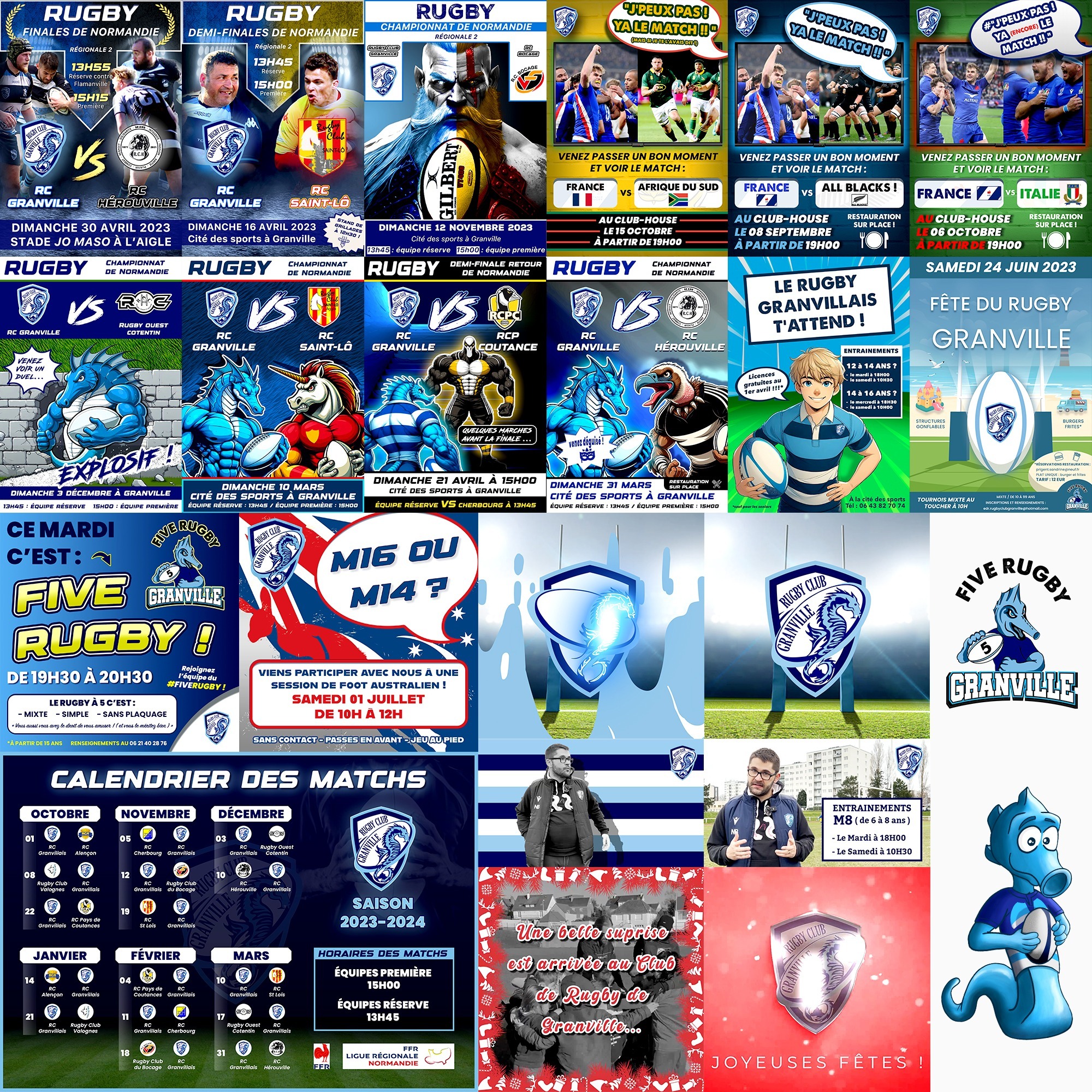 Cosmographics – Affiches de matchs illustrées et visuels communication Rugby Club Granville